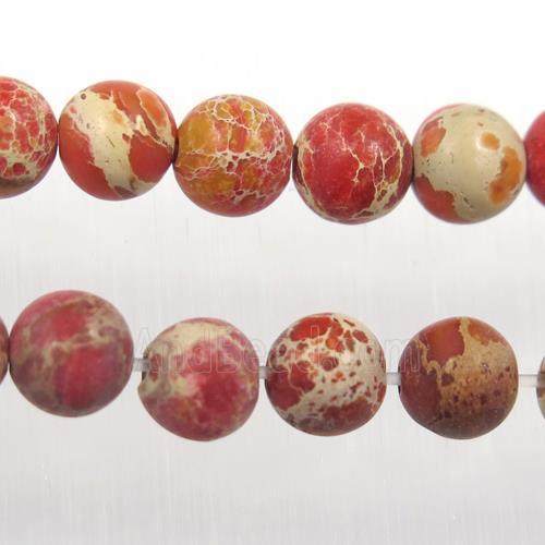 matte round Sea sediment jasper beads, Red