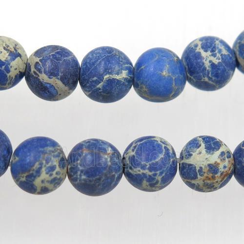 matte round Sea sediment jasper beads, lapis