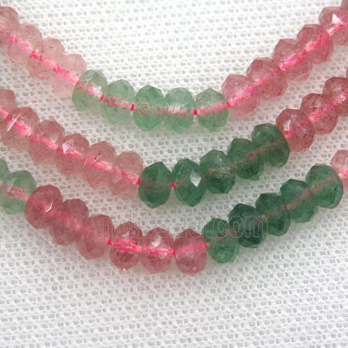 Strawberry Quartz beads, multi color, faceted rondelle