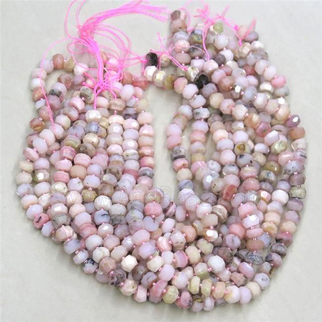pink Opal Jasper beads, faceted rondelle