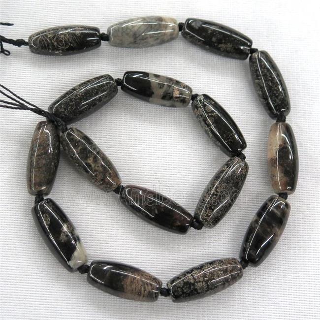 Black Coral Fossil Rice Beads