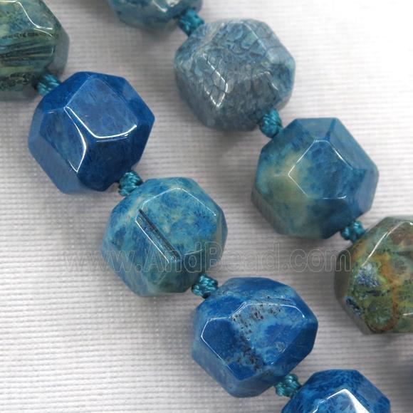 blue Coral Fossil beads, faceted round