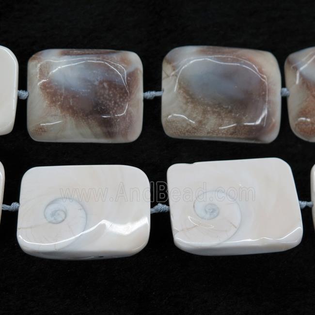 Shell Fossil beads, rectangle