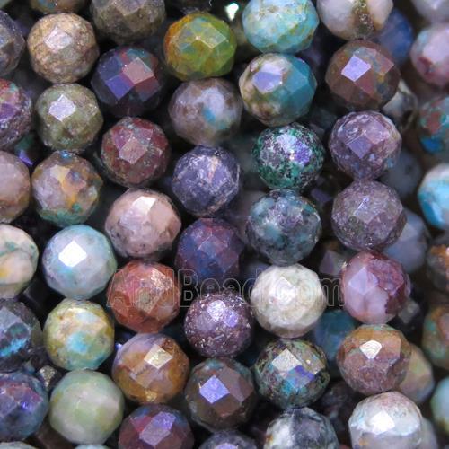 tiny Azurite beads, faceted round