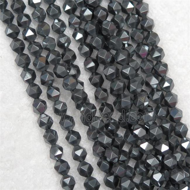 hematite beads ball, faceted round