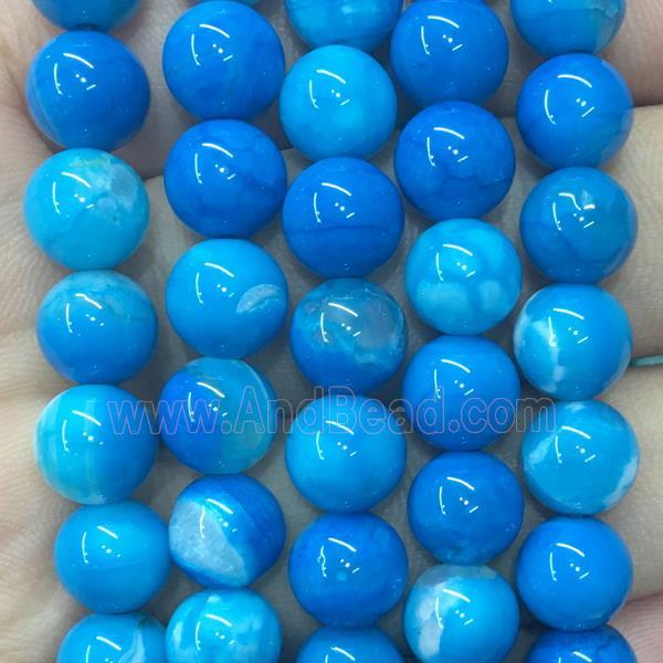 Blue Agate Beads Blue Dye Smooth Round