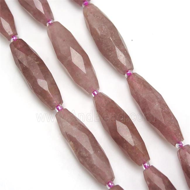 Strawberry Quartz beads, faceted rice