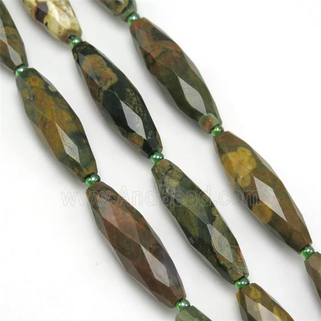 Rhyolite beads, faceted rice