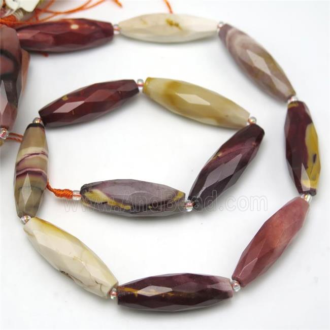 Mookaite beads, faceted rice