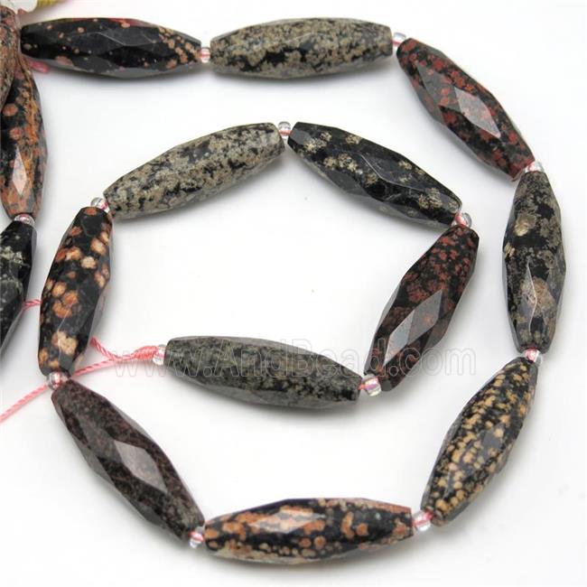 red Snowflake Jasper beads, faceted rice