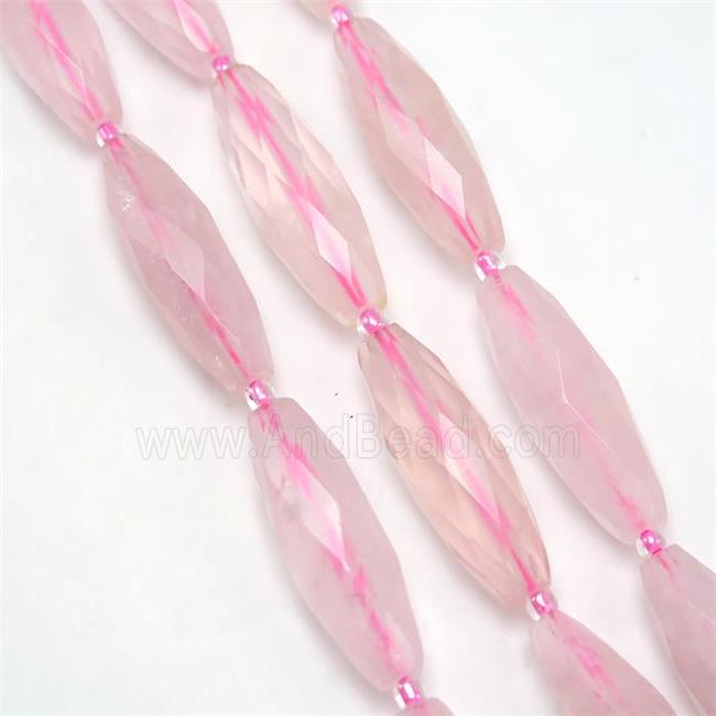 Rose Quartz beads, faceted rice