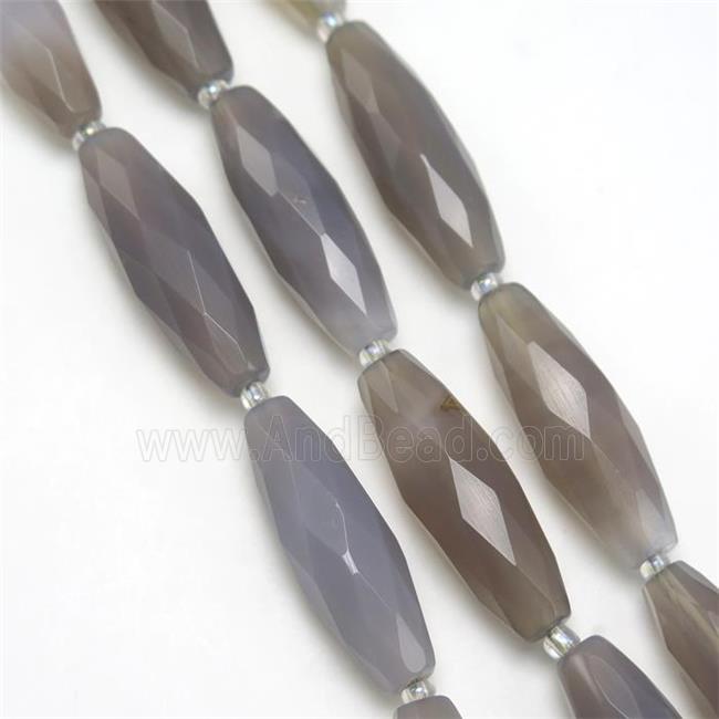 gray Agate Beads, faceted rice