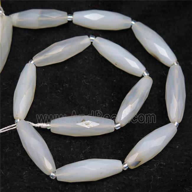 white Agate beads, faceted rice