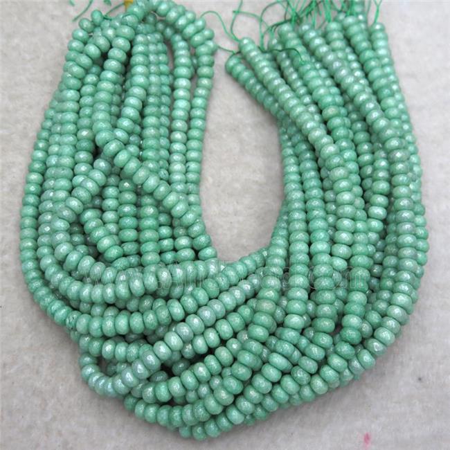 green Jasper beads, faceted rondelle, light plated