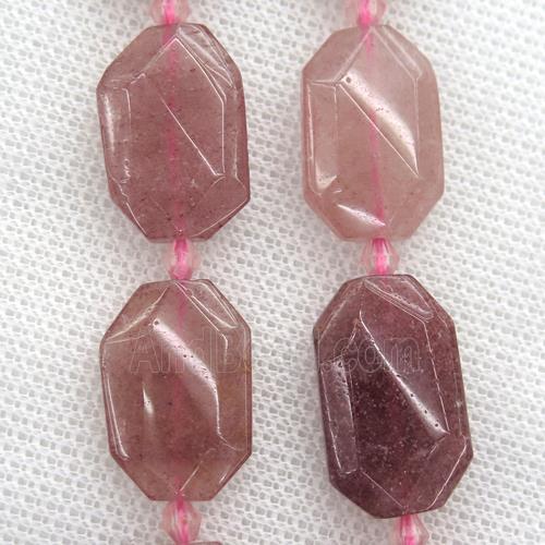 Strawberry Quartz beads, faceted rectangle