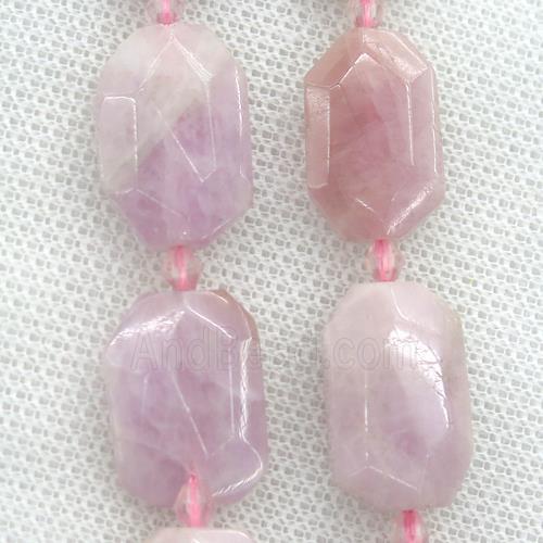 Kunzite beads, faceted rectangle