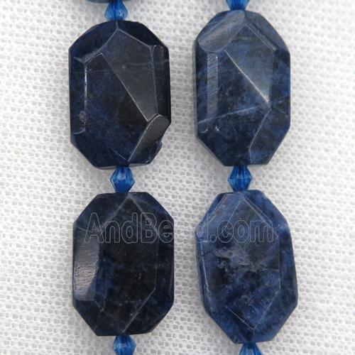 blue Sodalite beads, faceted rectangle