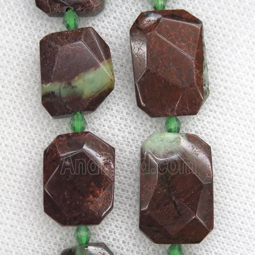 Chrysoprase beads, faceted rectangle, B-grade