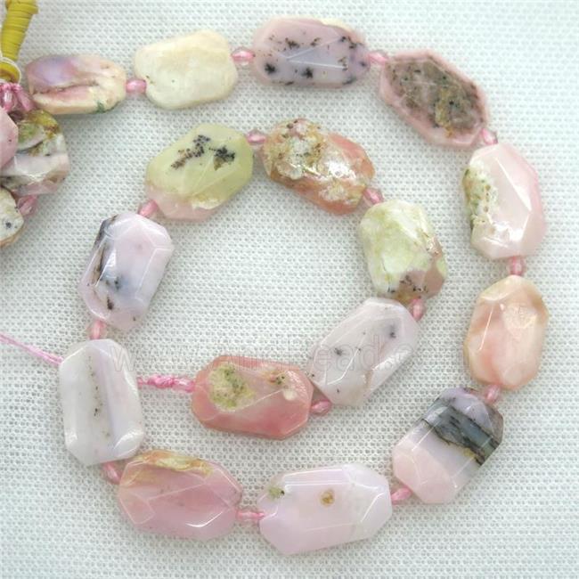 Pink Opal Jasper beads, faceted rectangle