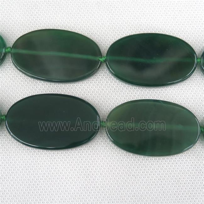 green Agate Beads, oval, dye