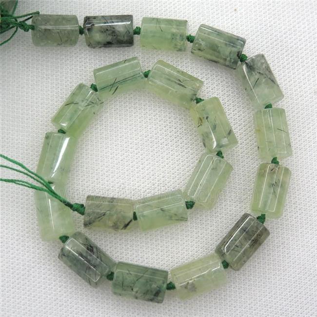 green Prehnite Beads, faceted column