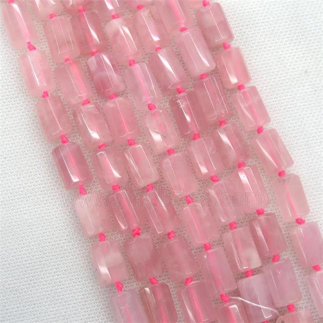 Rose Quartz Beads, faceted column