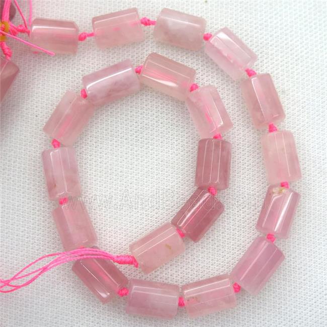Rose Quartz Beads, faceted column
