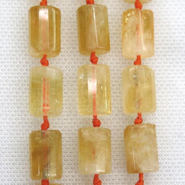 yellow Citrine Beads, faceted column