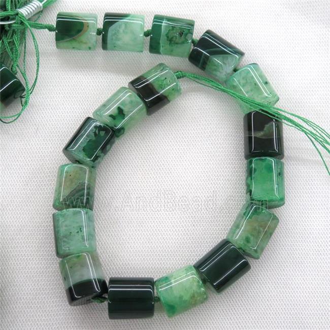 green Druzy Agate column beads