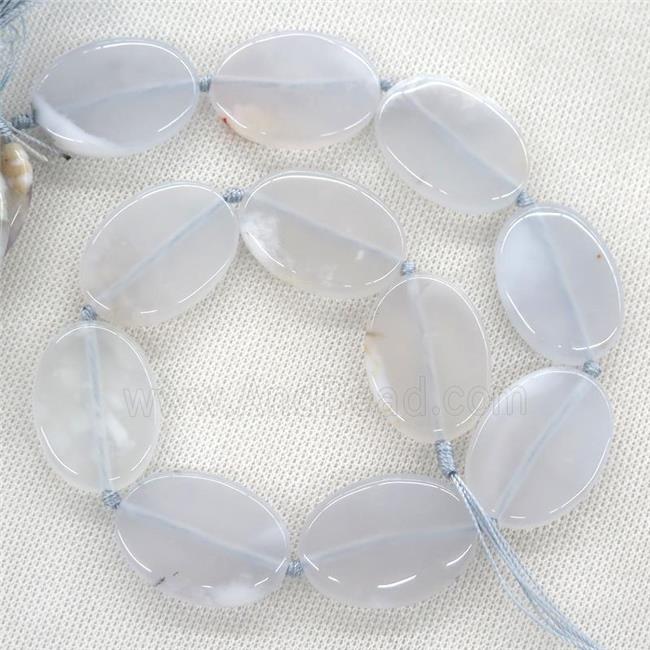 blue Chalcedony Agate oval beads