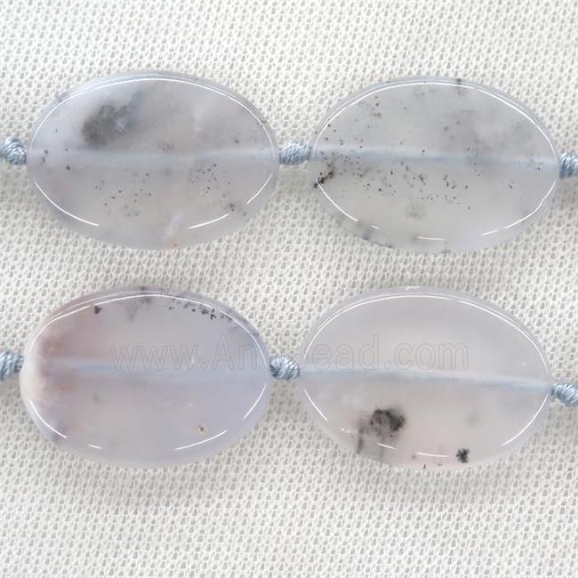 blue Chalcedony Agate oval beads