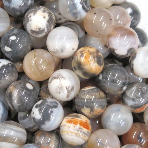 round Ocean Agate Beads, color treated