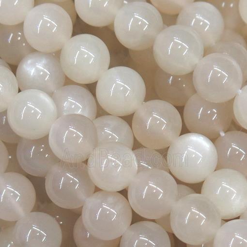 white MoonStone Beads, round, B-grade