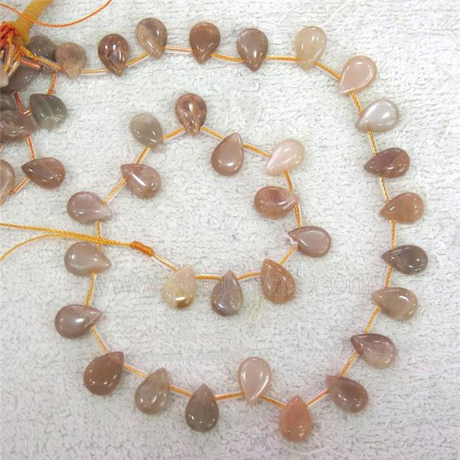peach MoonStone teardrop beads, top-drilled