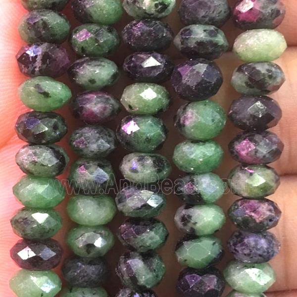 Ruby Zoisite Beads, faceted rondelle