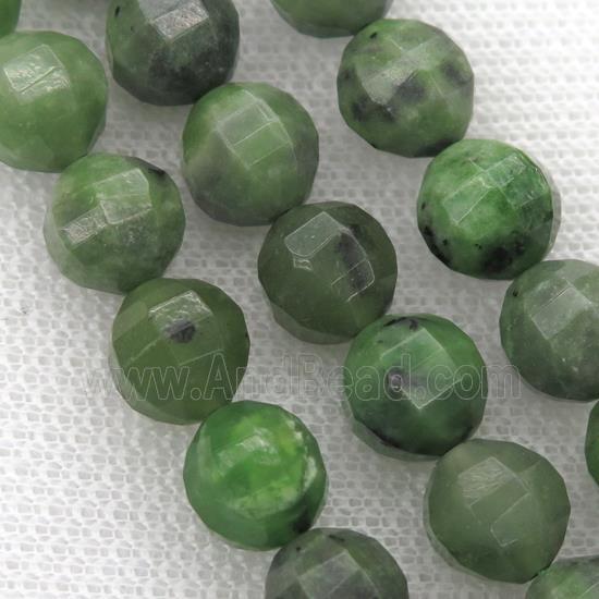 Chinese Hetian Nephrite Jade Beads Faceted Round Green