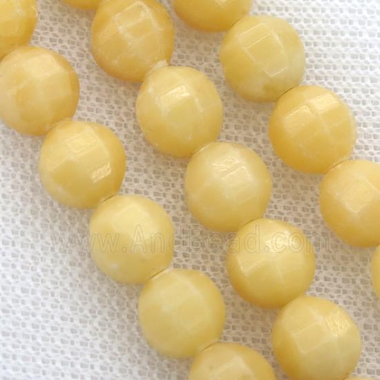 Yellow Jade Beads, faceted round