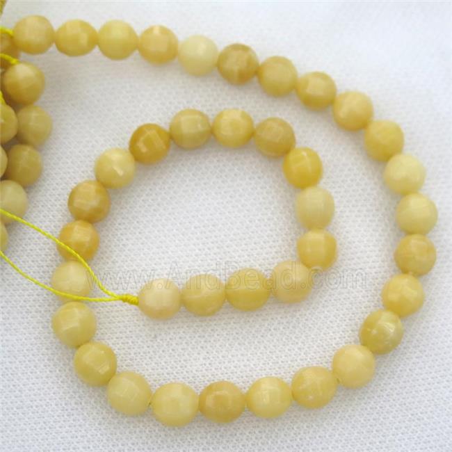 Yellow Jade Beads, faceted round