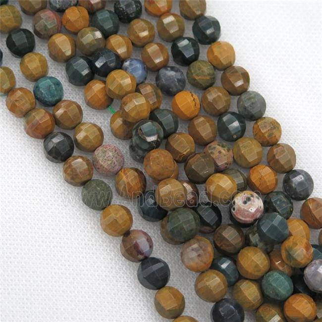Ocean Agate Beads, multi color, faceted round