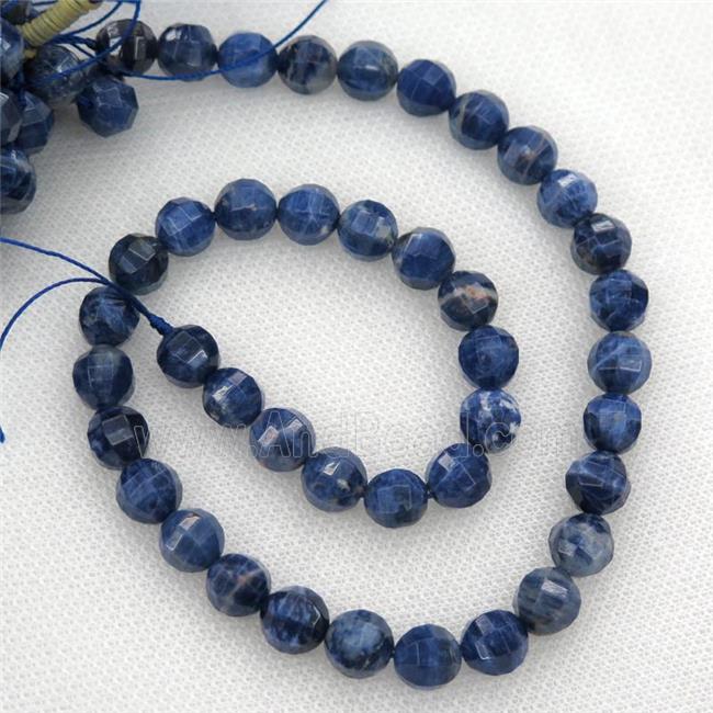 blue Sodalite Beads, faceted round