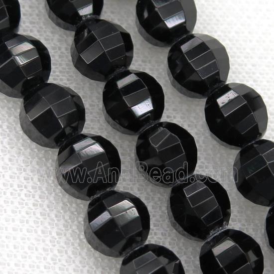 black Tourmaline Beads, faceted round