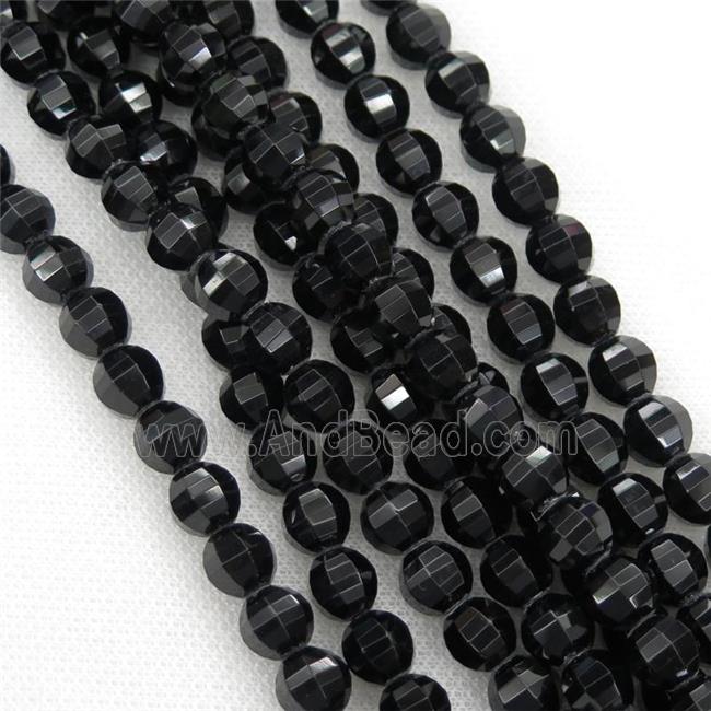 black Tourmaline Beads, faceted round