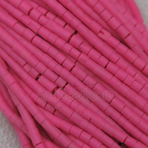 tiny synthetic turquoise tube beads, hotpink