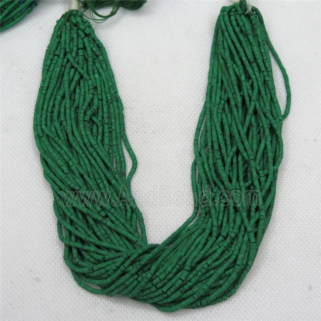tiny synthetic turquoise tube beads, green