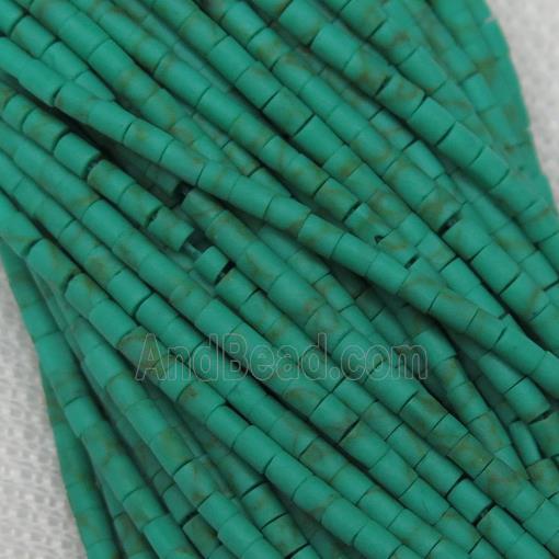 tiny synthetic turquoise tube beads, green