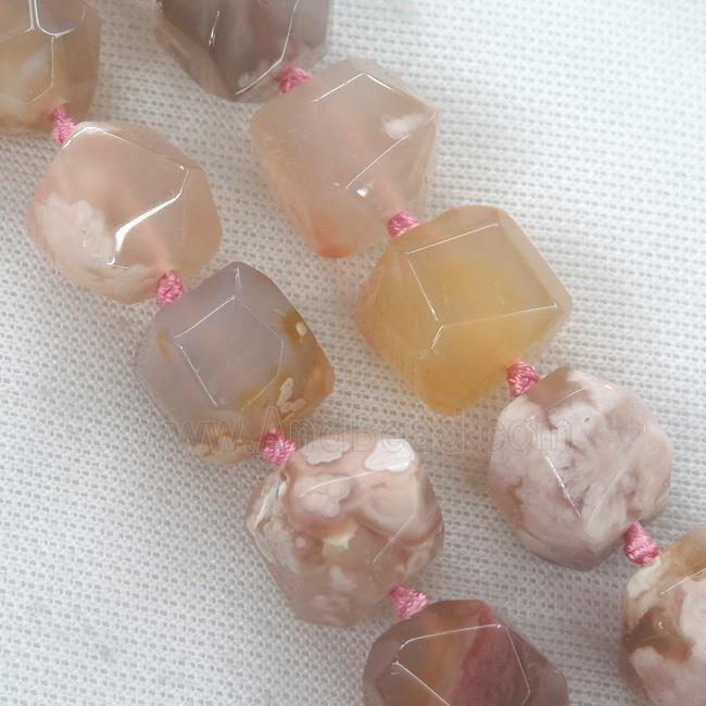 pink Cherry Agate beads, faceted round
