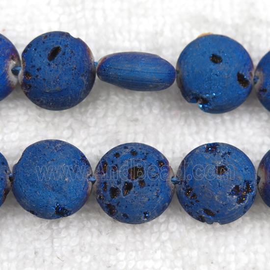 blue Druzy Agate circle beads