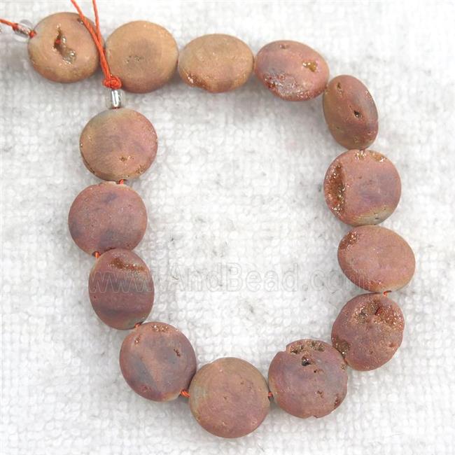champagne Druzy Agate circle beads