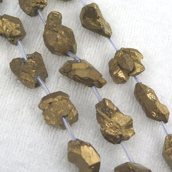 golden Crystal Quartz chip beads
