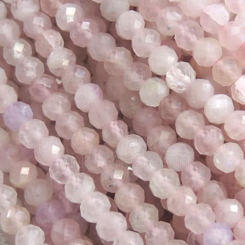 Madagascar Rose Quartz beads, faceted rondelle